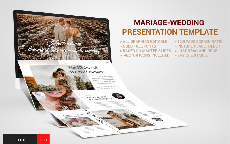 mariage wedding presentation powerpoint template original