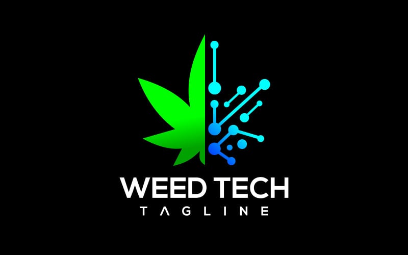 marijuana leaf weed cannabis bio technology logo design original
