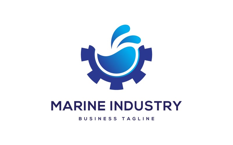 marine industry gear water technology logo design original