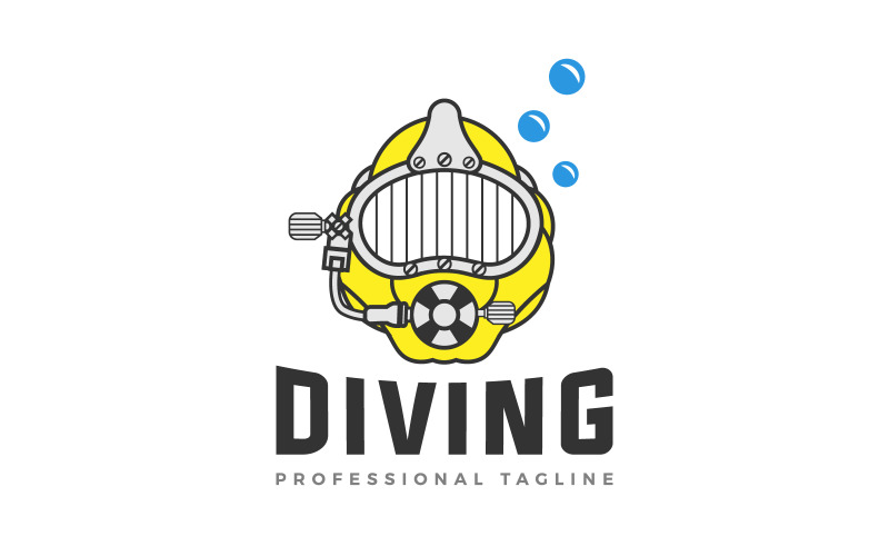 marine underwater diving helmet logo design original
