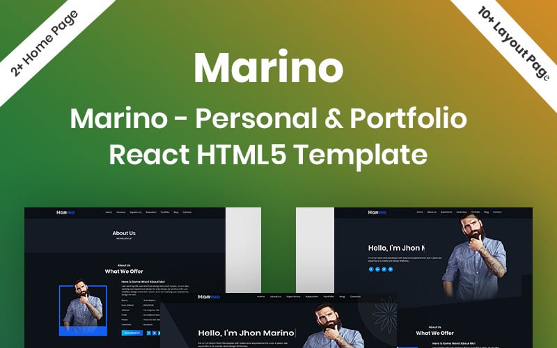 marino personal amp portfolio html landing page template original