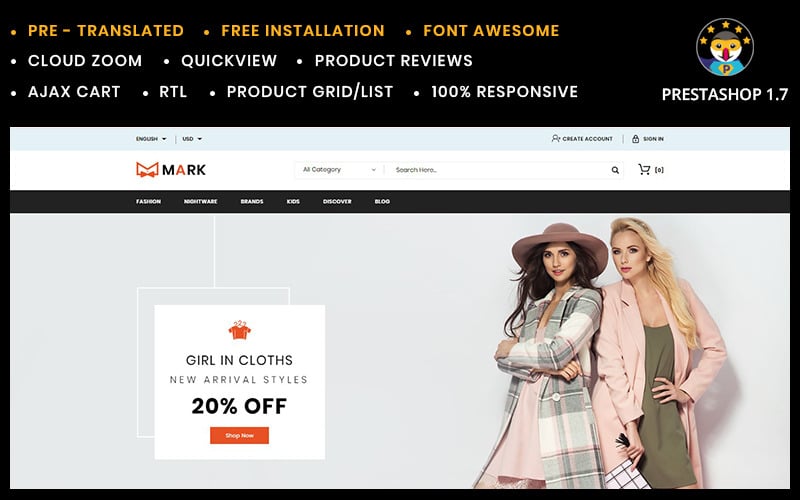 mark fashion and shoes store prestashop theme original
