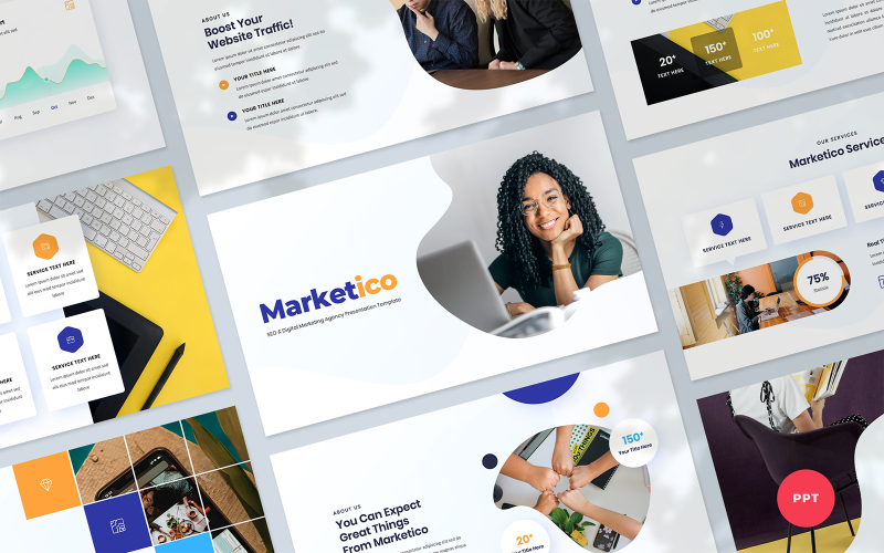 marketico seo and digital marketing agency presentation powerpoint template original