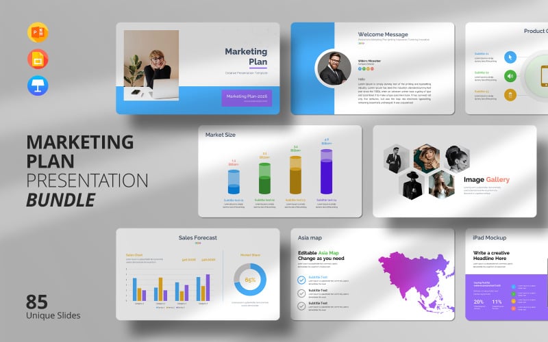 marketing plan presentation bundle powerpoint google slides keynote original
