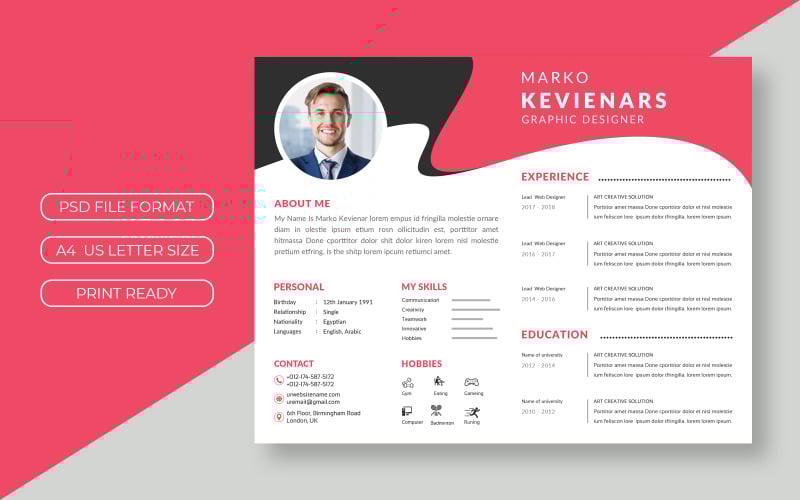 marko kevinenars curriculum vitae theme resume template original