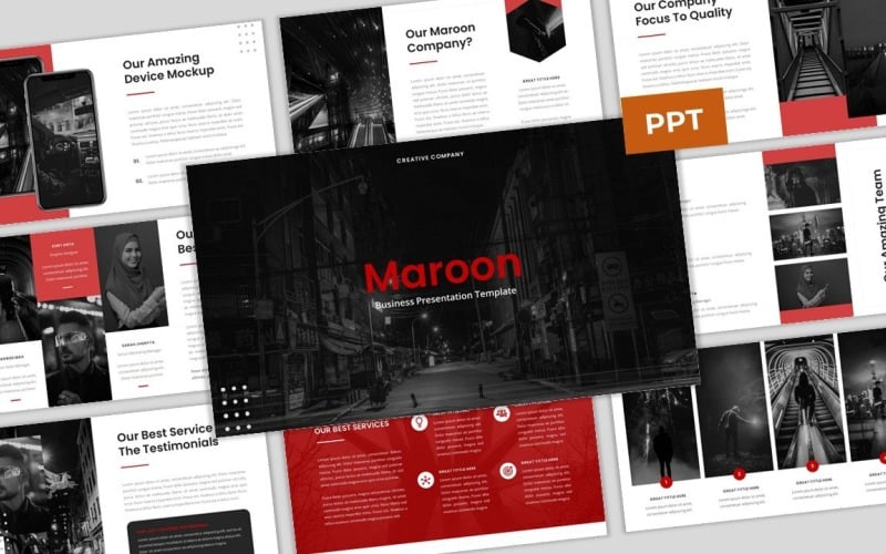 maroon business powerpoint template original