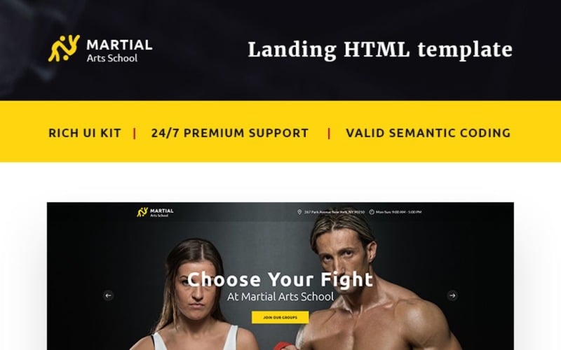 martial arts school landing page template original