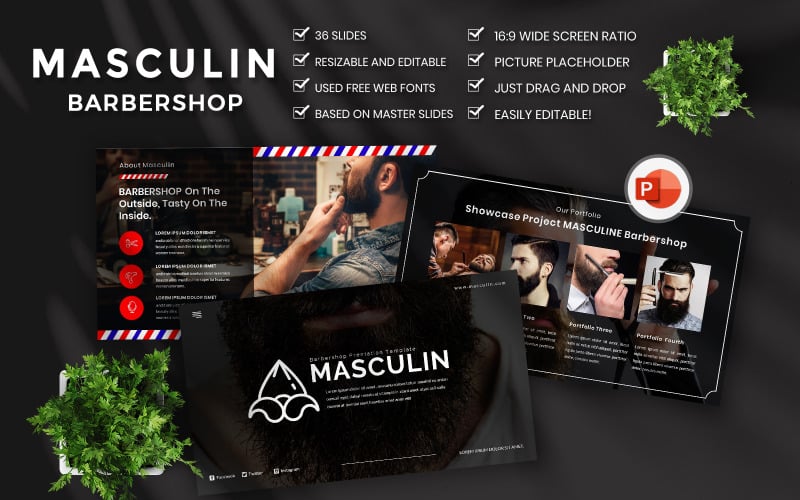 masculine barbershop powerpoint template original