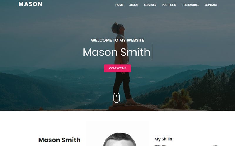 mason personal portfolio landing page template original