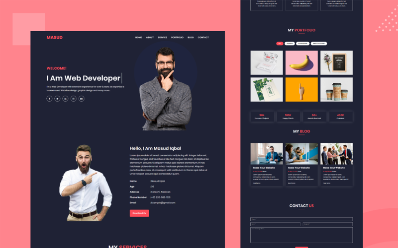 masud personal portfolio html landing page template original
