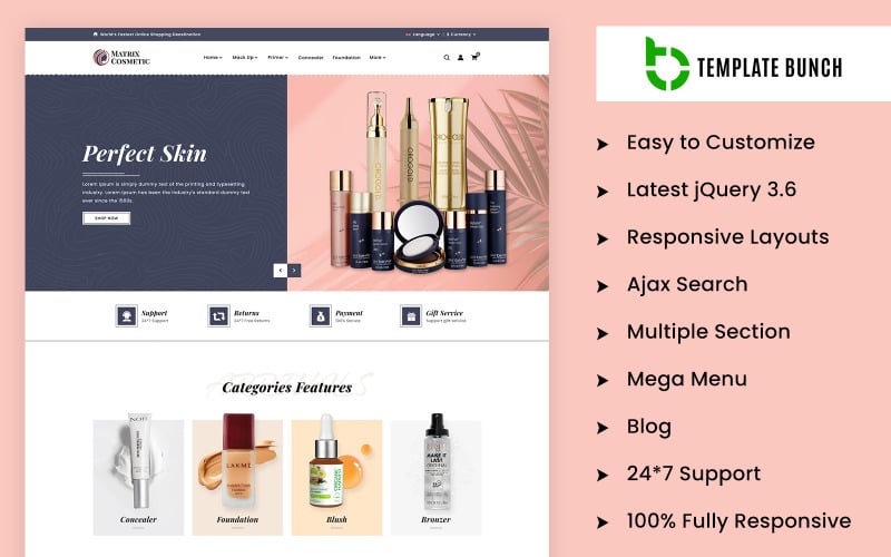 matrix cosmetic prestashop themes and website templates for ecommerce website design original