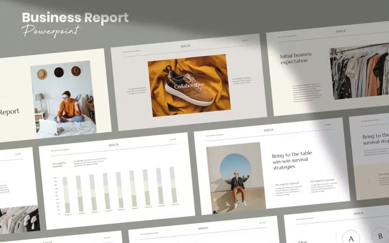 maua aesthetic business report template powerpoint original