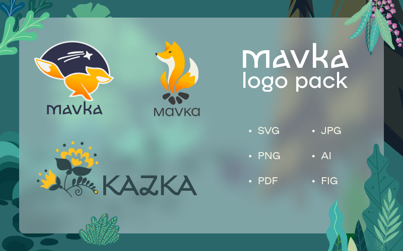 mavka minimal fairy fox stars amp flowers logo pack original