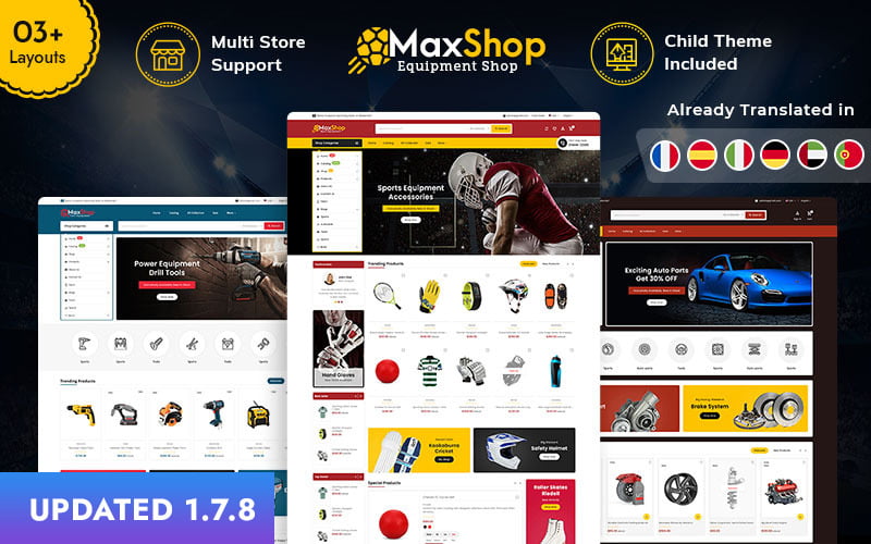 maxshop sports game tools amp auto parts prestashop ecommerce theme original