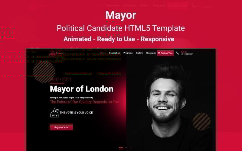 mayor political candidate landing page template original