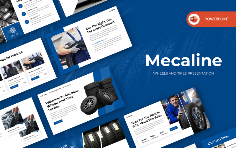 mecaline wheels and tires powerpoint template original