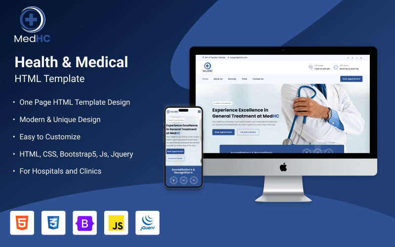 medhc medical and healthcare one page responsive website template bootstrap original