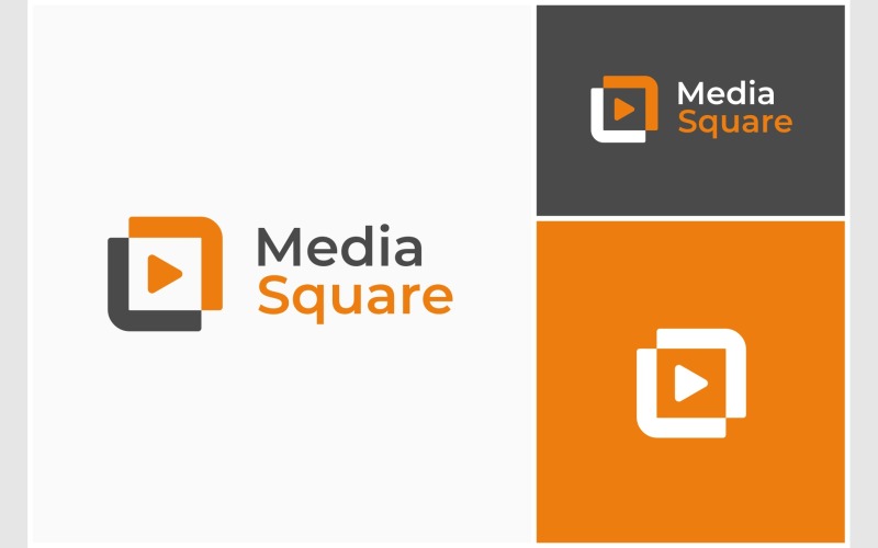 media play button square box logo original