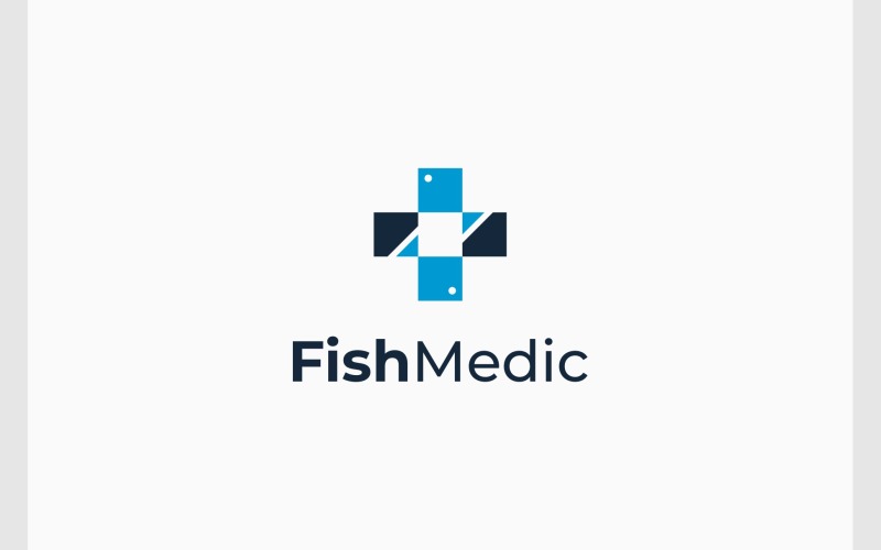 medical cross fish aquatic logo original