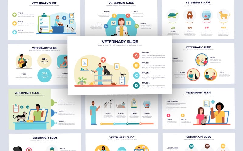 medical veterinary vector infographic powerpoint template original