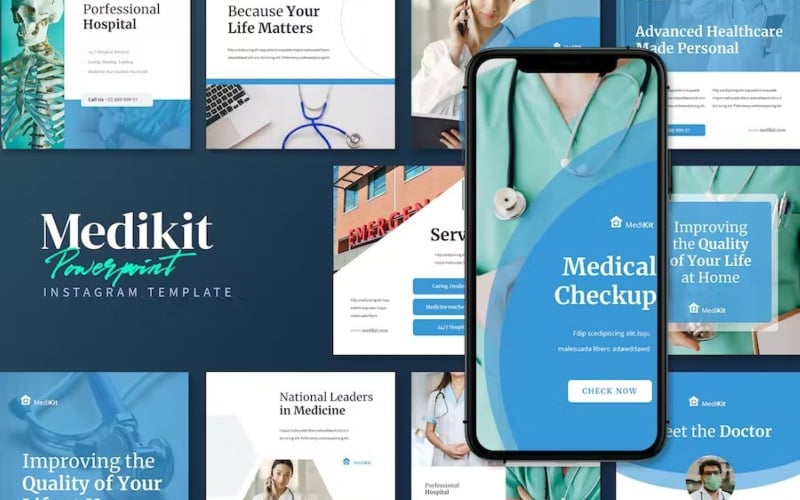 medikit medical instagram post template ppt original