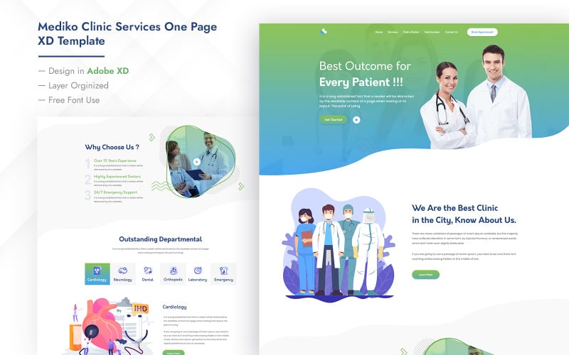 mediko clinic services one page html template original