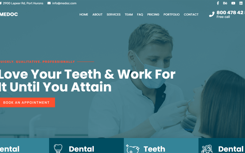 medoc dental clinic one page html website template original