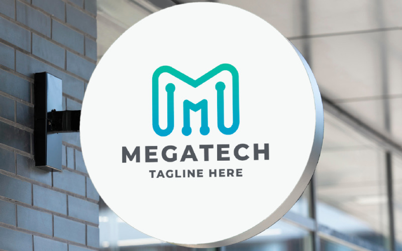mega tech letter m pro logo template original