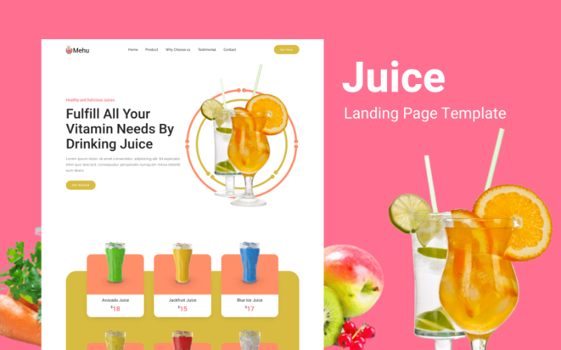 mehu juice landing page template original