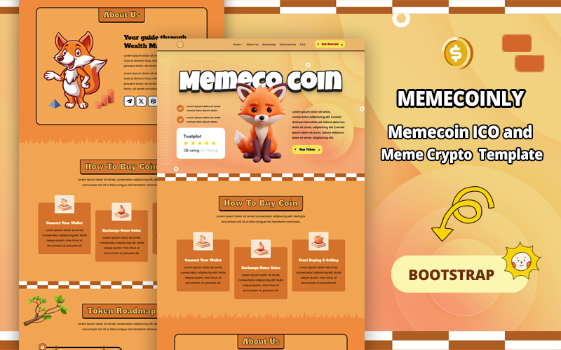 memecoinly meme coin ico and crypto website template original
