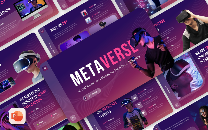 metaverse glassmorphism virtual reality and metaverse pitch deck powerpoint template original