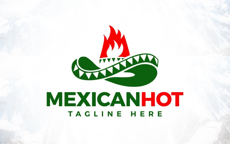 mexican hat with hot chili fire logo design original