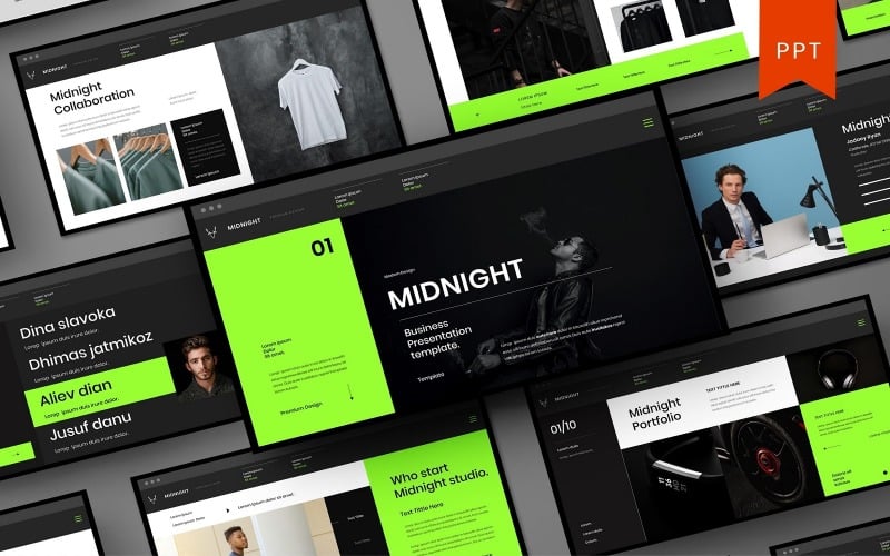 midnight business powerpoint template original