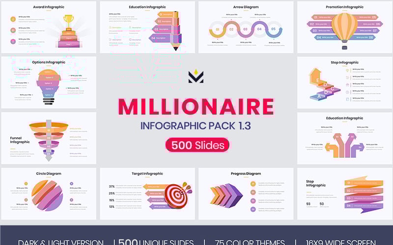 millionaire elegant infographic pack powerpoint template original