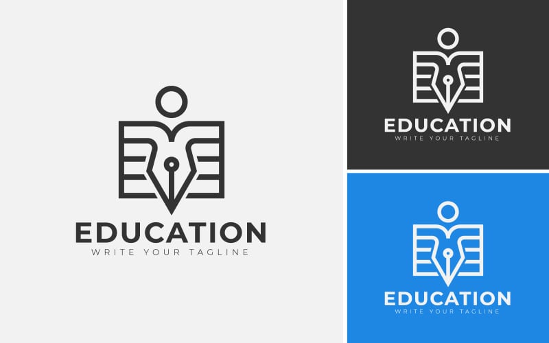 minimal education logo design template academy logo vector for graduation pen pencil book original