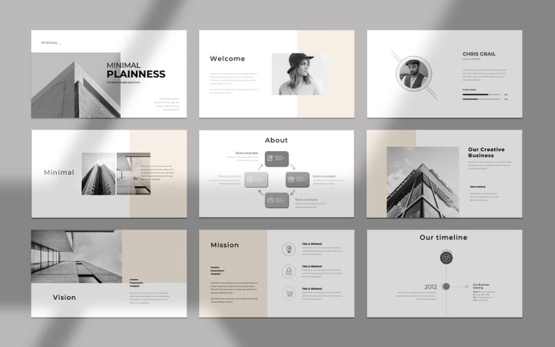 minimal powerpoint presentation in theme color original