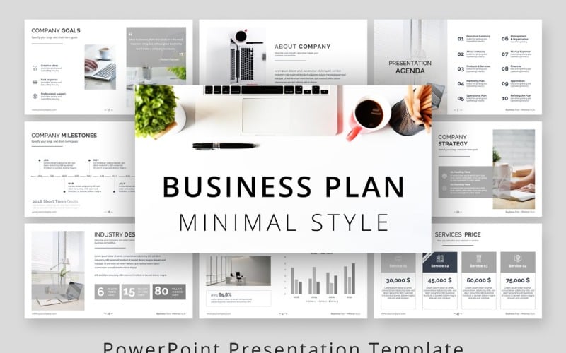 minimal style business plan presentation powerpoint template original