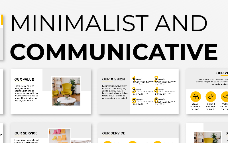 minimalist and communicative presentation powerpoint template original