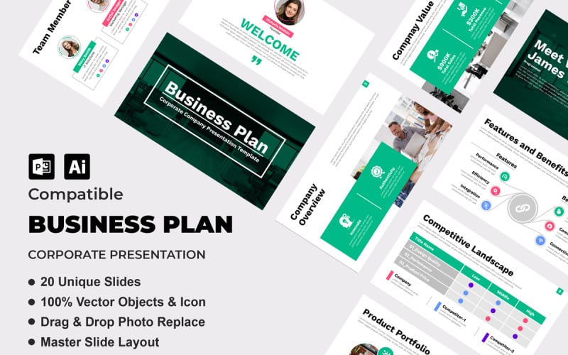 minimalist business plan presentation template design original