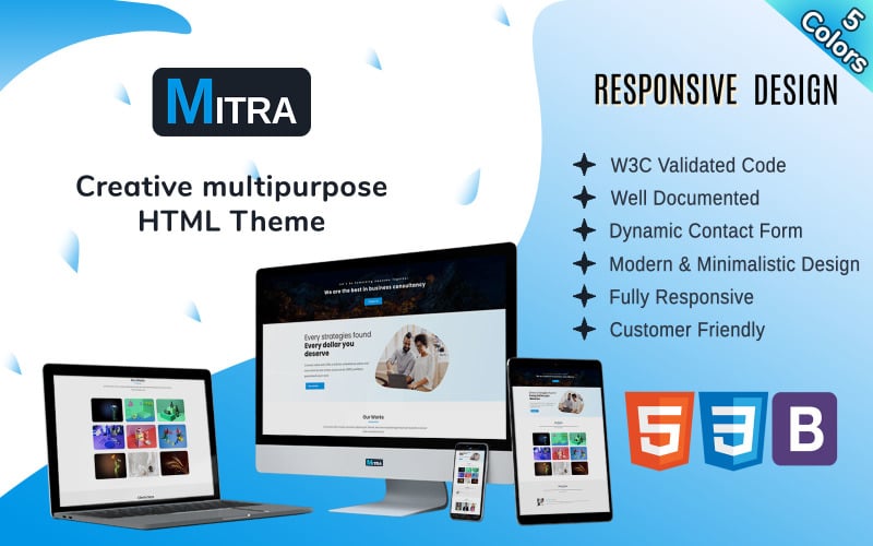 mitra creative one page multipurpose landing page template original