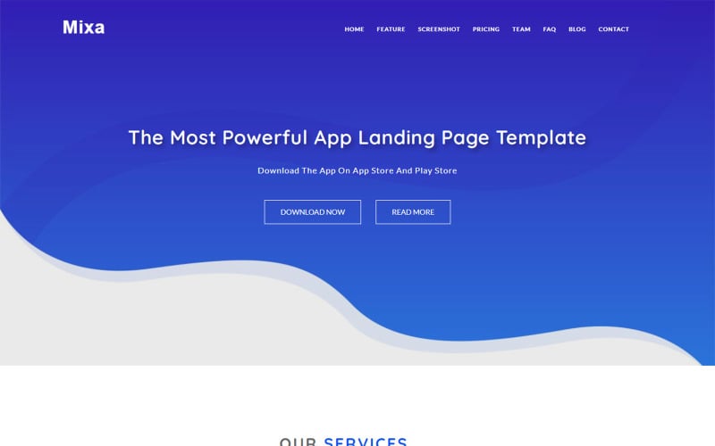 mixa app landing page html template original