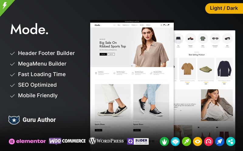 mode fashion clothes and cosmetic and jewelry elementor woocommerce theme original