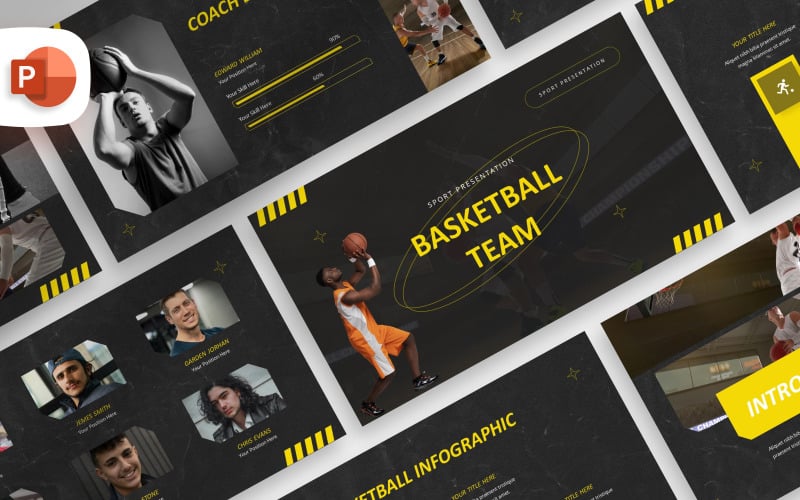 modern basketball team powerpoint template original