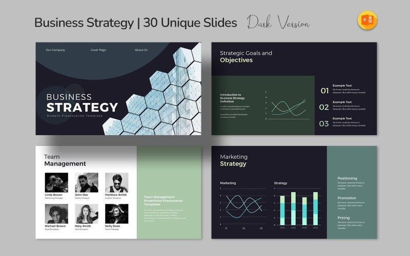modern business strategy powerpoint vision goals and competitive analysis original