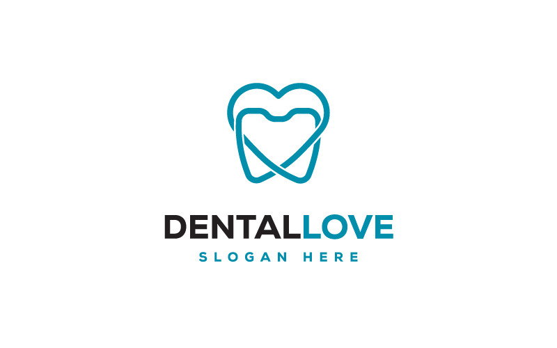 modern dental love logo template original