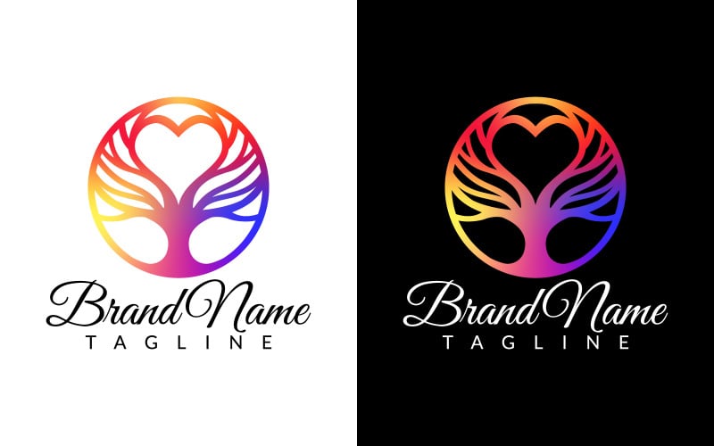 modern futuristic elegant tree logo design love tree logo nature logo creative colorful logo design original