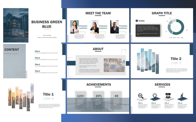 modern minimal grey blue green business powerpoint template original
