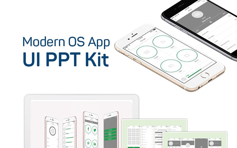 modern os app ui ppt kit powerpoint template original