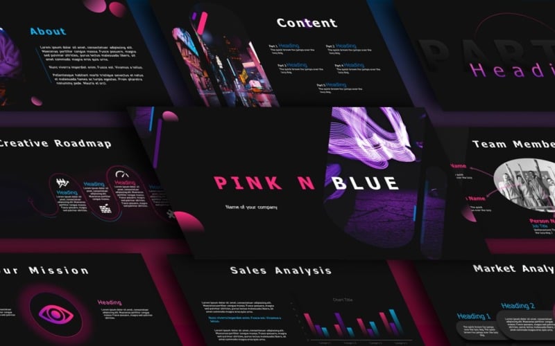 modern pink purple blue night theme powerpoint template original