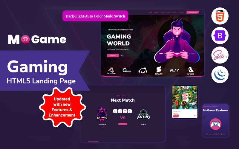 mogame gaming html responsive landing page template original